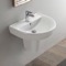 Round White Ceramic Semi-Pedestal Sink